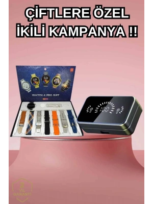 Powerbank Aynalı Bluetooth Kulaklık Ve Akıllı Saat Seti ANC Özelliği Dokunamatik