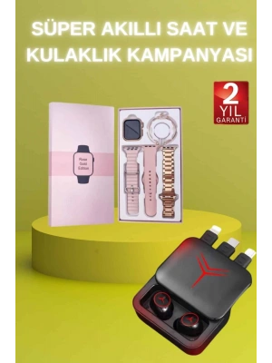 Powerbank Özellikli Bluetooth Kulaklık ve Nabız Ölçer Akıllı Saat Bileklik Hediyeli
