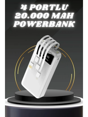 Powerbank Şarj Cihazı 4 Çıkışlı 20.000 MAH Powerbank Kompakt Yüksek Kapasiteli Hızlı Şarj