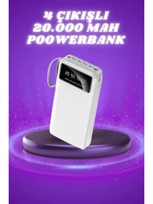 Powerbank Şarj Cihazı 4 Çıkışlı 20.000 MAH Powerbank Taşınabilir Çoklu Giriş