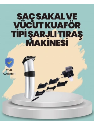 Profesyonel Erkek Tıraş Makinesi – Kablosuz, Paslanmaz Bıçaklı ve Tam Aksesuar