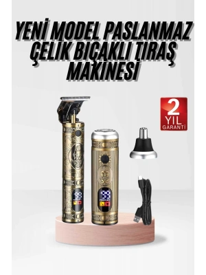 Profesyonel Saç Sakal Vücut Kulak ve Burun Tıraş Makinesi 3 Başlıklı