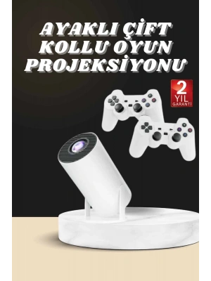 Projeksiyon Cihazı Video Oyun Konsolu Projektör Taşınabilir Ayaklı Çift Kollu 4K Çözünürlüklü