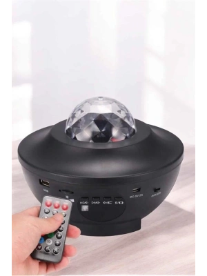 Projektör Yıldız Gece Lambası Disko Topu Bluetooth Bağlantılı Taşınabilir Şarjlı