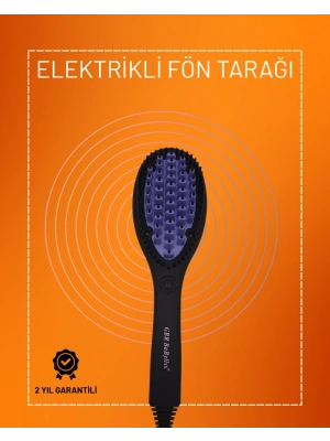 PTC Seramik Isı Ayarlı Saç Düzleştirme Fırçası – Siyah