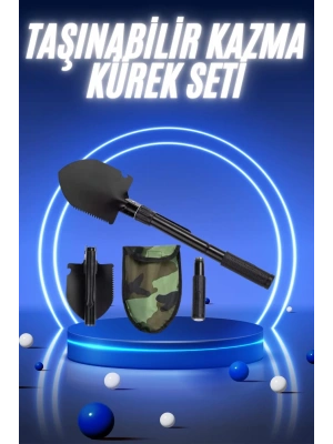 Pusulalı Katlanabilir Kazma Kürek Kamp Seti Kamp Küreği Portatif Çantalı