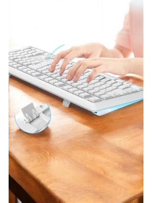 Q Klavye Beyaz Klavye Ve Mouse Seti Kablosuz USB Girişli