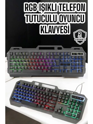 Q Klavye RGB Işıklı Klavye Ve Mouse Seti Kablolu Mouse Hediyeliş