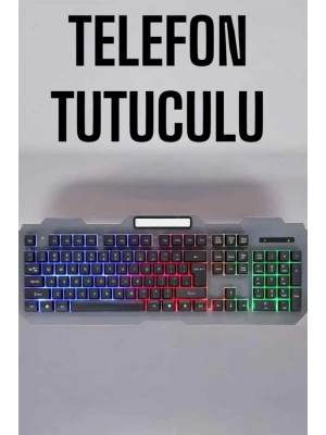 Q Klavye RGB Işıklı Klavye Ve Mouse Seti Kablolu Mouse Hediyeliş