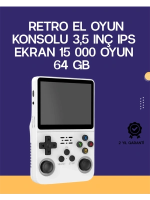 R36S Retro El Konsolu 64 GB – 15.000 Oyun, Geniş Platform Desteği, 3.5” IPS Ekran