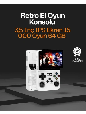 R36S Taşınabilir Retro Oyun Konsolu – 15.000 Oyun, 64 GB Depolama, IPS Ekran