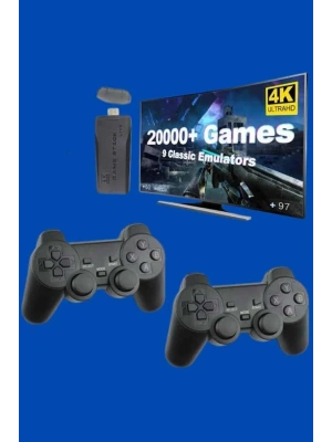 Retro Oyunlar 4k Game Stick 2.4g Kablosuz Çift Kol 3500 Oyun Atari