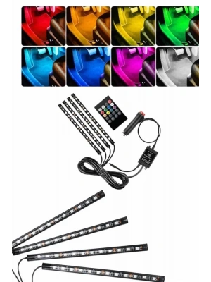 RGB Işıklı Araç İçi Aydınlatma Kumandalı 12li Led Işık Renk Değiştirebilen