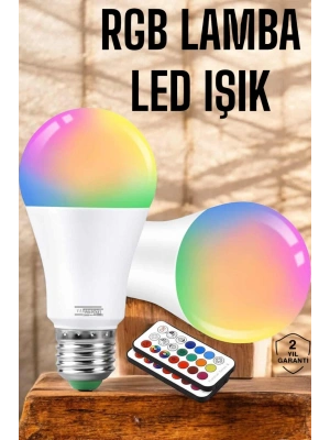 RGB Led Lamba Led Işık Ampul Renk Değiştirebilen 100 Watt