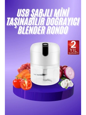 Rondo Doğrayıcı 250 ML Taşınabilir USB Şarjlı Pratik El Rondo Blender