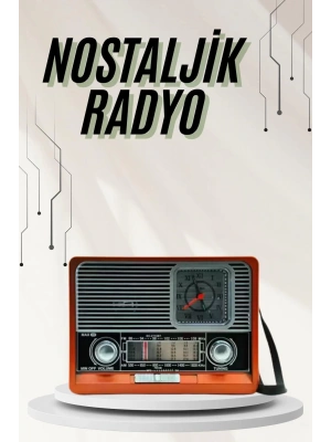 Saatli Fenerli Bluetooth Nostaljik Radyo AUX SD USB Girişli Bluetooth Hoparlör