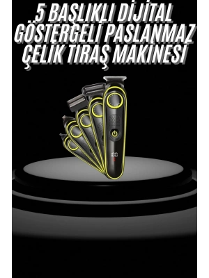 Saç Sakal Şekillendirici Tıraş Makinesi 5 Başlıklı Paslanmaz Çelik Bıçaklı Unısex