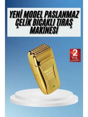 Sakal Kesme Tıraş Makinesi Paslanmaz Çelik Gold Şarjlı