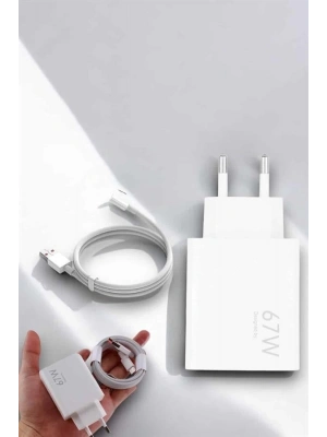 Şarj Aleti 67W Hızlı Şarj Turbo Type-C Uyumlu Şarj Adaptörü Kablosu