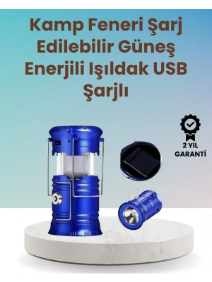 Şarj Edilebilir Güneş Enerjili Kızaklı Kamp Feneri – USB Çıkışlı, Katlanabilir, Dayanıklı ve Çok Fonksiyonlu