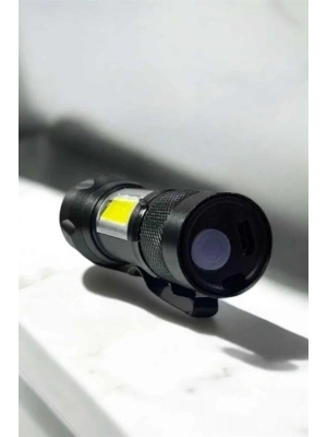 Şarjlı Metal Zoomlu El Feneri Işıldak Led Işık Taşınabilir El Lambası