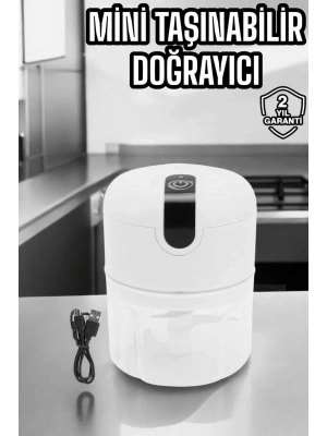 Şarjlı Mini El Rondosu Doğrayıcı Taşınabilir 250 ml Çelik Bıçaklı