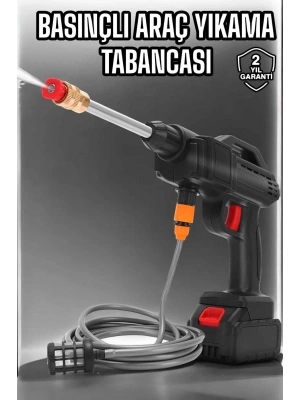 Şarjlı Oto Yıkama Tabancası Su Basınçlı Hazneli Bataryalı