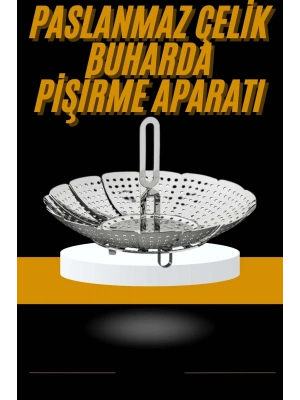 Sebze Haşlama Sepeti Paslanmaz Çelik Katlanabilir Buharda Pişirme