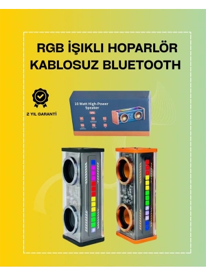 Şeffaf Gövdeli RGB Işıklı Bluetooth Hoparlör – Taşınabilir ve Güçlü