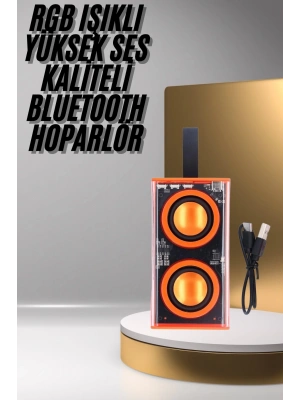 Şeffaf Taşınabilir Bluetooth Hoparlör Uzun Ömürlü Çift Hoparlörlü