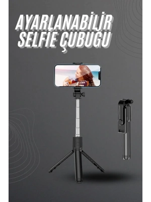 Selfie Çubuğu Tripod Bluetooth Kumandalı Selfie Çubuğu Telefon Tutucu