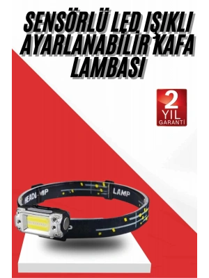Sensörlü Kamp Lambası Ayarlanabilir Kafa Lambası Kafa Bantlı