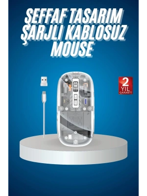Sessiz Tıklama Çift Modlu Bluetooth Ve Alıcı Şeffaf Mouse Fare