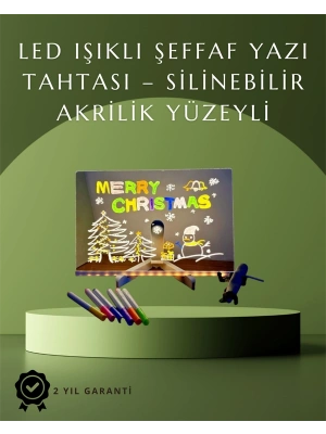 Şık ve Modern LED Pano – Neon Işıklı Silinebilir Akrilik Yazı Tahtası, 7 Renkli Kalem Dahil