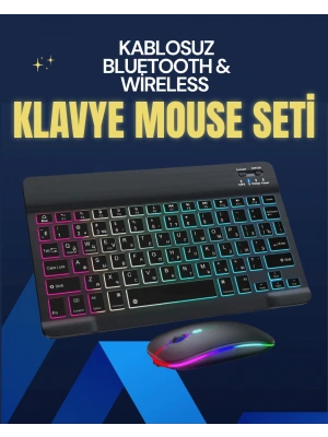 Şık ve Sessiz Tasarımlı Işıklı Klavye Mouse Seti – Şarjlı, Wireless