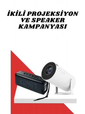 Sinema Projeksiyonu Projektörü ve Dijital Göstergeli Bluetooth Hoparlör Uzun Pil Ömrü HD Kalite