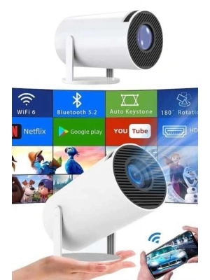 Sinema Projektörü Android HDMI USB WİFİ Ses Çıkışlı Ayaklı Projeksiyon Taşınabilir