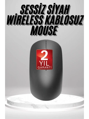 Siyah Kablosuz Mouse Wireless Mouse Minimal Tasarım