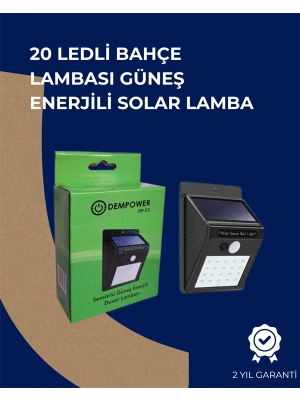 Solar Enerjili 20 LED Duvar Lambası | Hareket Sensörlü, Su Geçirmez, Kablo Gerektirmez