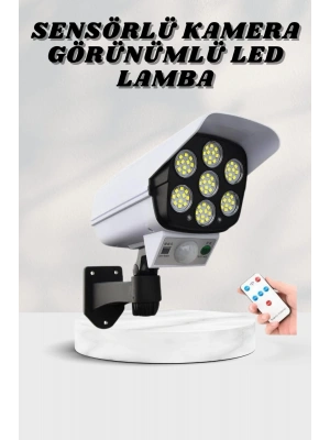 Solar Lamba Kamera Görünümlü Duvar Lambası Dönebilen Bahçe Aydınlatması