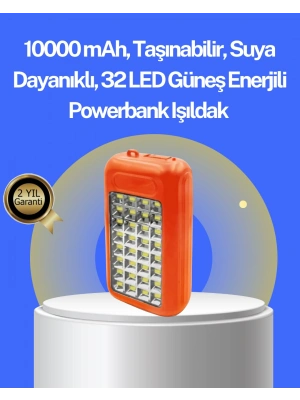 Suya Dayanıklı Güneş Paneli Destekli Powerbank ve Işıldak