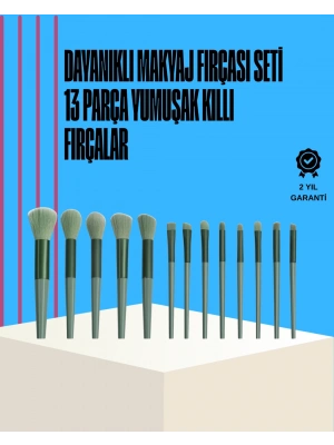 Taşınabilir Ergonomik Yapılı 13 Adet Fiber Kıllı Yüz ve Göz Makyaj Fırçası Seti