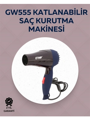 Taşınabilir Katlanabilir Saç Kurutma Makinesi | 1500W Güç, 2 Hız Ayarı, Düşük Gürültü, AB Fişli