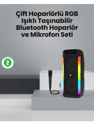 Taşınabilir Şarjlı Hoparlör USB, SD Kart, AUX Girişli