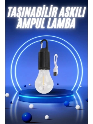 Taşınabilir Şarjlı Led Ampul Askılı Lamba Kamp Bahçe Lambası