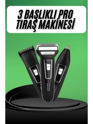 Tıraş Makinesi 3 Başlıklı T Başlıklı Hassas Ciltlere Özel Saç Sakal Vücut Kulak ve Burun