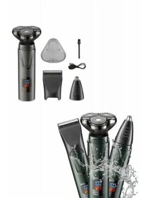 Tıraş Makinesi Profesyonel 3in1 Dijital Göstergeli 3 Başlıklı Erkek Bakım