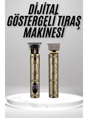 Tıraş Makinesi Saç Sakal Ense Çizim Profesyonel LCD Ekran Paslanmaz Çelik