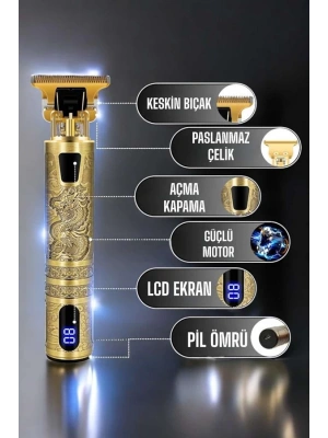 Tıraş Makinesi Şarjlı Profesyonel Saç Kesme Makinesi Gold Çizik Tıraş
