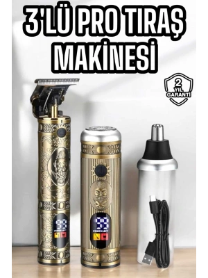 Tıraş Makinesi Üç Başlıklı Saç Sakal ve Vücut Tıraşına Uygun